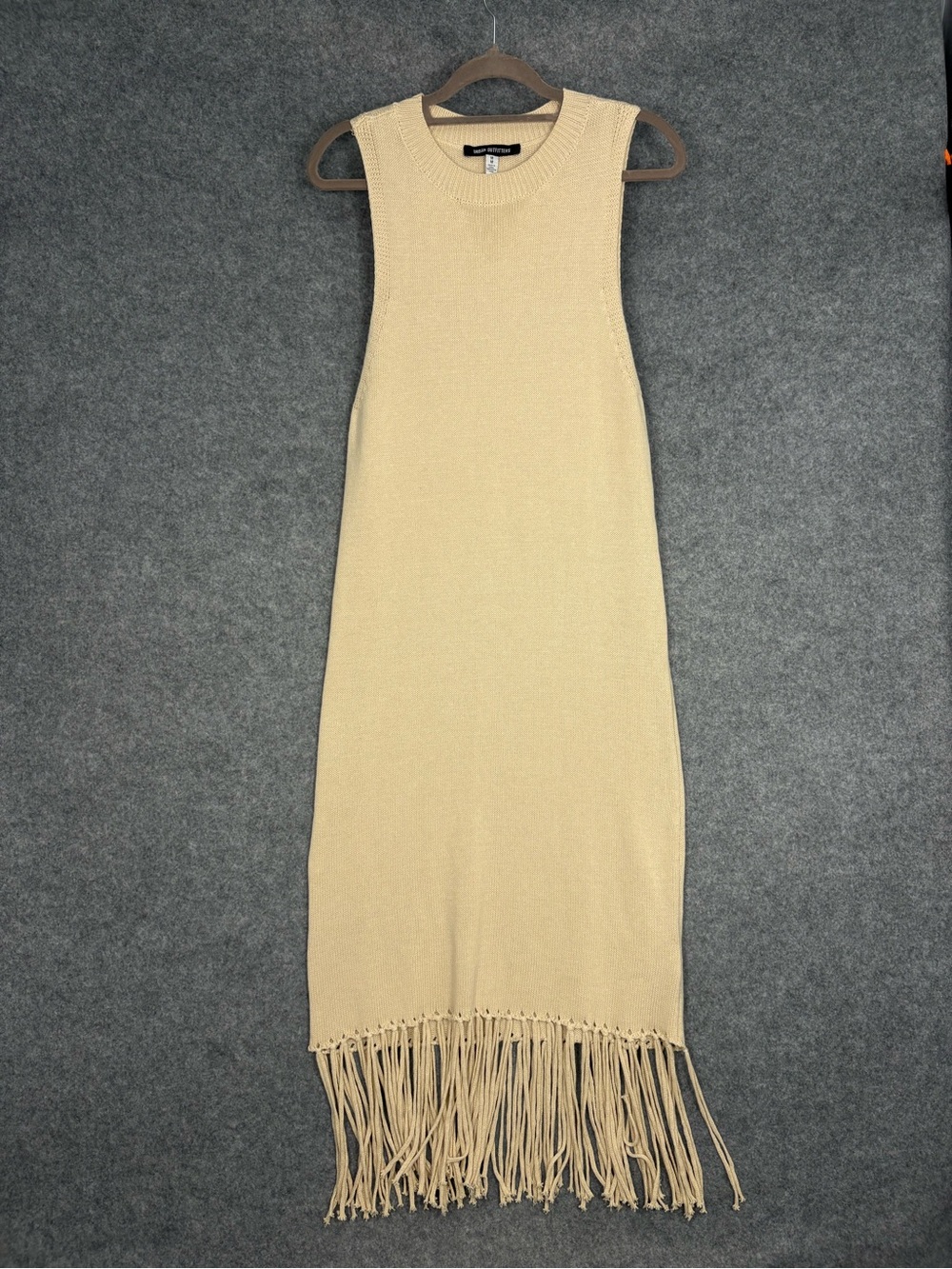 Urban Outfitters Cream Sleeveless Fringe Maxi Dress